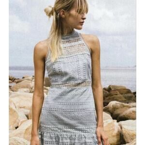 Anthropologie Winningham Lace Dress by Foxiedox Sky Blue Lace Size XL NEW